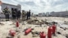 The crash site of the drone on the roof of the Belgorod Arena sports complex, July 12, 2025 (Vyacheslav Gladkov's Telegram channel)